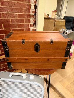 TRUNK, SMALL. 21"w x 10"d x 11 1/4"tall; cross streets are Arapaho & Waterview
