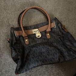 Michael Kors Hamilton Satchel – Signature Brown Logo & Gold Hardware