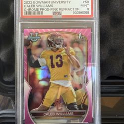 2022 Bowman U Chrome 1st Caleb Williams Rookie RC Pink Refractor PSA 9 MINT SP
