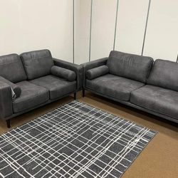 ASHLEY SMOKE LİVİNG ROOM SET SOFA AND LOVESEAT WİTH İNTEREST FREE PAYMENT OPTİONS 