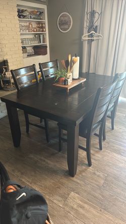 Dark Wood Dining Table with 4 Chairs