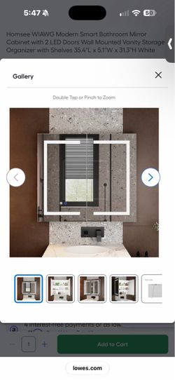 New in box (36x32)Homsee WIAWG Modern Smart Bathroom Mirror Cabinet with 2 LED Doors Wall Mounted Vanity Storage Organizer with Shelves 35.4''L x 5.1'