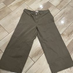 Vintage-Style Olive Green Wide-Leg Pants – Unisex Casual Fit