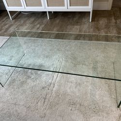Glass Coffee Table Rounded Edges 42.5” x 20” x 14”