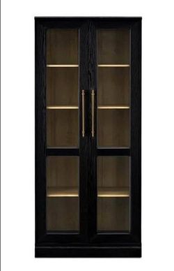 Blake Tall Acrylic Display Cabinet Angular, Black Oak