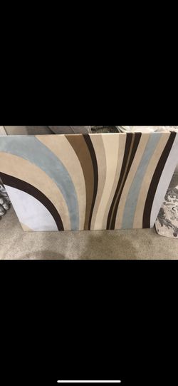 Gray light blue canvas painting