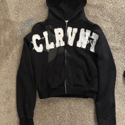 black zip up hoodie clairvoyant size small
