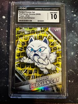 VeeFriends Chrome Perfect Persian Cat Black Cat Refractor CGC 10