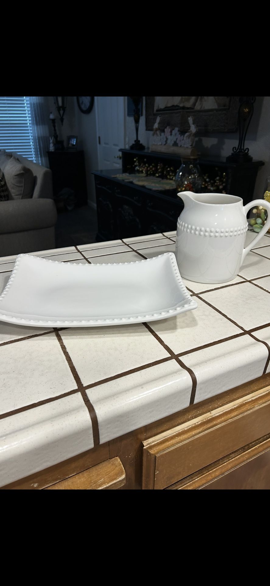 White Pitcher & Tray! 