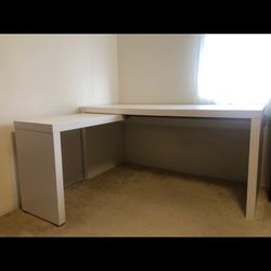 IKEA MALM desk with pull-out panel, white