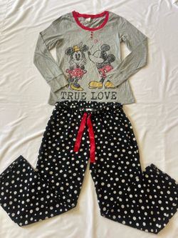 Disney Mickey Mouse Minnie Mouse True Love Pajama Long Sleeve Set Polka Dots M