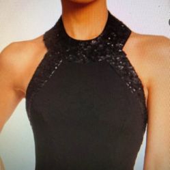 NWT! Black Halter Dress With Sequins XL