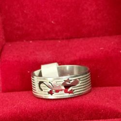 Stainless Steel Lizard Ring, Size 6