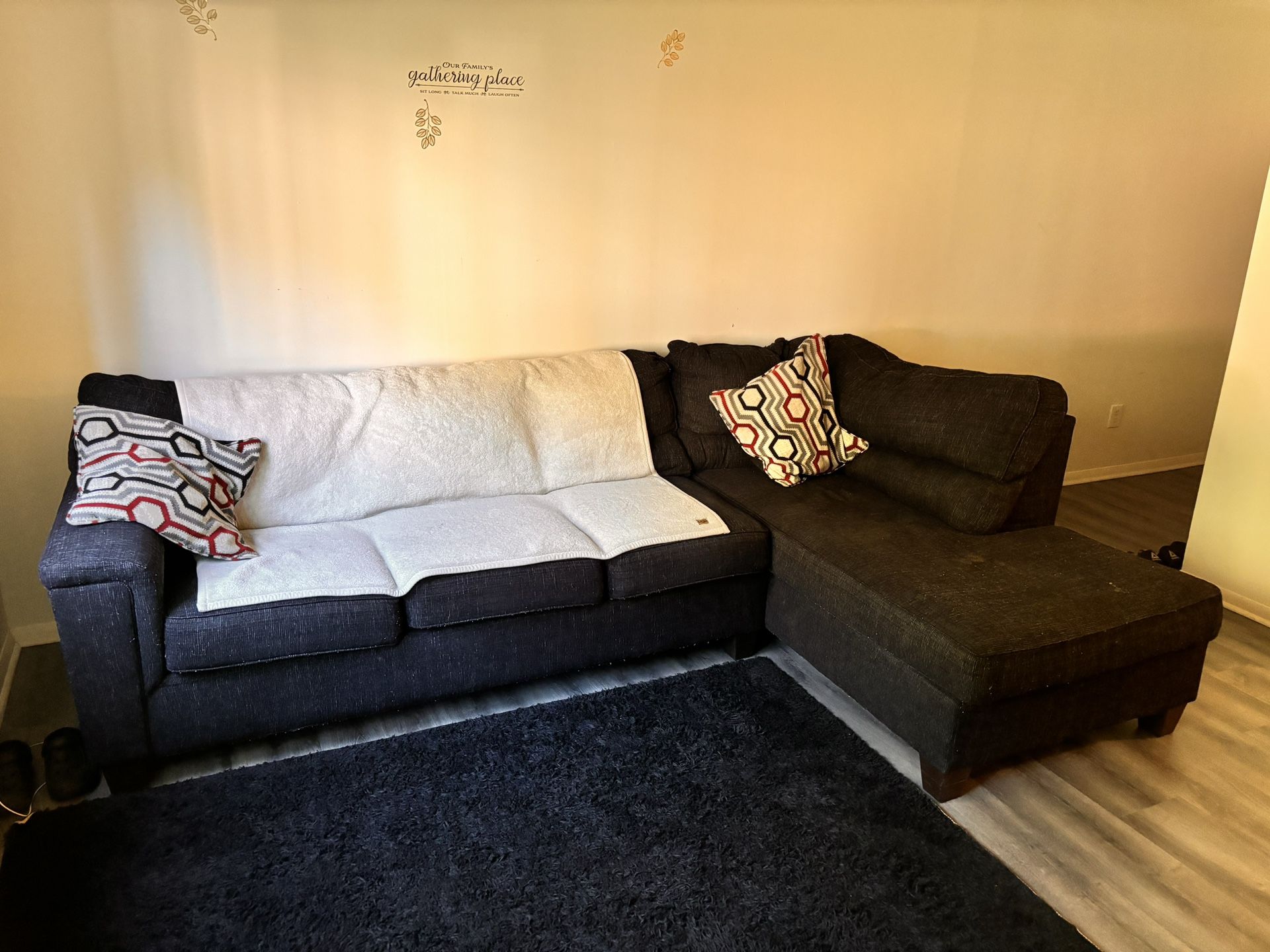Black, And includes cushions and rug