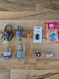 Assorted Padlocks, combination locks. Please Read Description