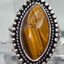 Natural Tiger Eye Ring Size 7