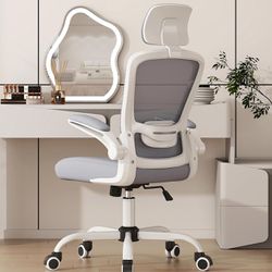 New Mimoglad Office Chair, High Back Ergonomic with Adjustable Lumbar Support and Headrest, gray/White