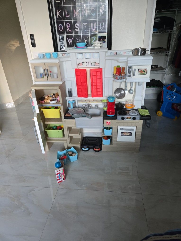 Kitchen And Cafe For Kids; Complete With Food And Tools