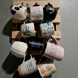 Wood Mug Rack W/ hooks