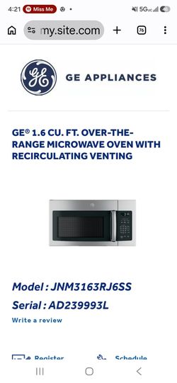 GE® 1.6 Cu. Ft. Over-the-Range Microwave Oven with Recirculating Venting