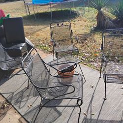 Antique Wrought Iron Chairs And Table Set