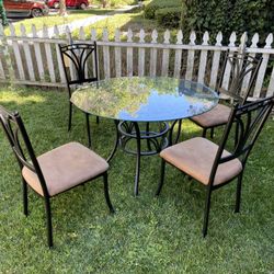 Glass Table & Chairs Dining Set