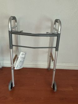 Brand NEW Medline Two-Button Folding Walker with 5" Front Wheels - 300 lb Capacity