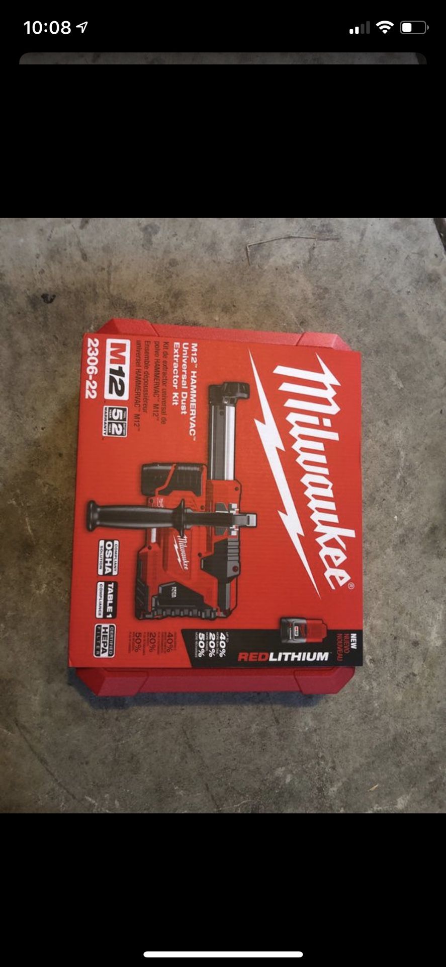 Milwaukee M12 SDS PLUS Rotary Hammer Vacuum with battery and charger