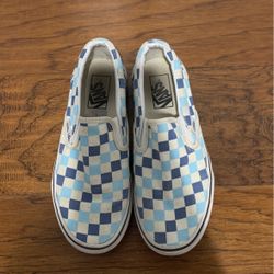 2 tone blue slip-on Vans 