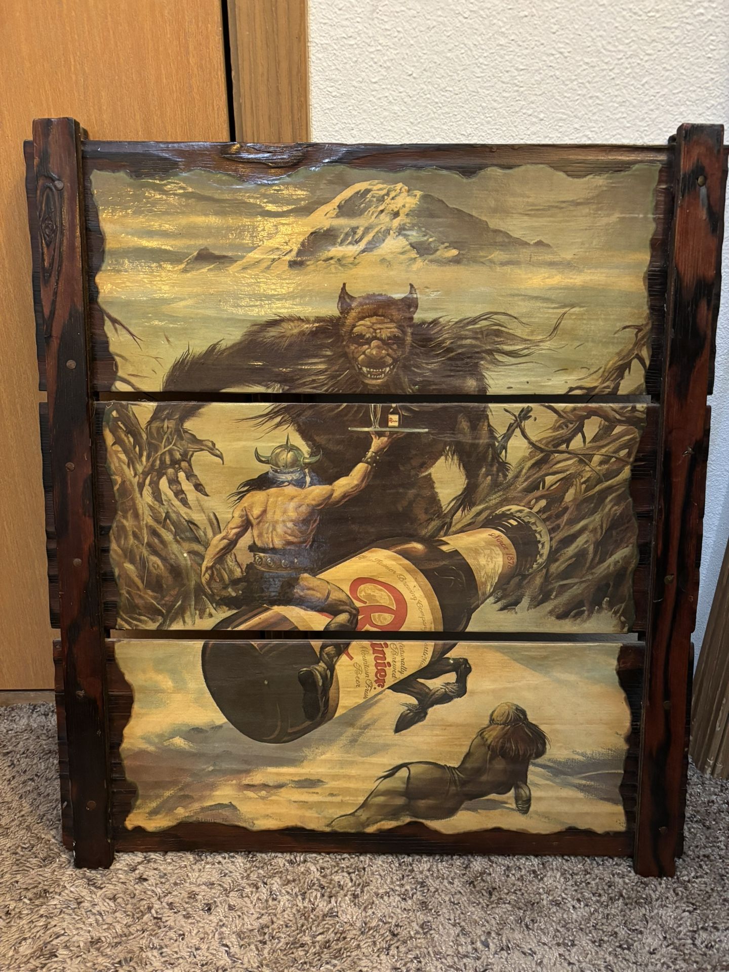 Rare Wood 1976 Rainier Beer Sign