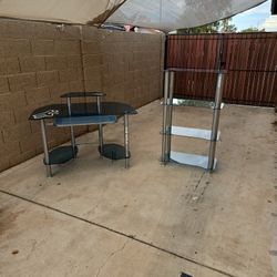 Glass Desk And Glass Shelf For Office Or Room Furniture 