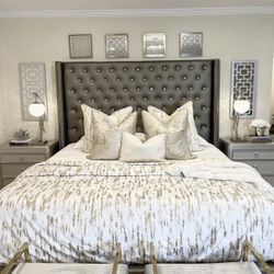 EXTRA TALL leather bed W/ DIAMOND headboard 😍🥰