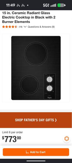 Whirlpool electric cooks top