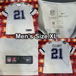 Dallas Cowboys Football Jersey Mens XL Gray NFL Nike Ezekiel Elliott 21 On Field