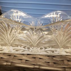 Fifth Avenue Crystal Portico Scalloped Top Relish Dish 10" New In Box

