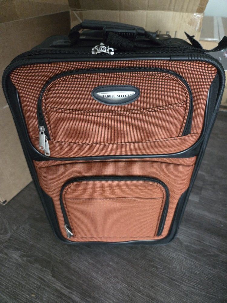 New Travel Select Amsterdam 21-Inch Softside Expandable Carry-On Luggage, Lightweight 2-Wheel Upright, Expandable, TSA Lock, Orange