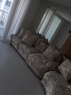 Floral Fabric Sectional Sofa Set