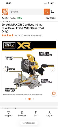 Dewalt 10” Miter Saw Battery Operated