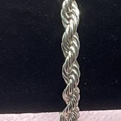 Sterling Silver Diamond Cut Rope 7” 3.5mm Bracelet