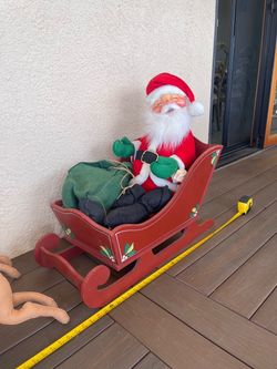 Vintage Annalee Santa’s Sleigh & 8 Reindeer – Complete 1980s Christmas Display