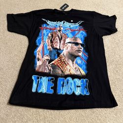 Size Large - WWE The Rock Collage Black  T-Shirt