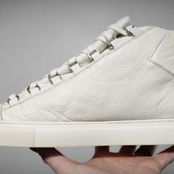 Balenciaga Arena Leather White High Top Sneaker Size 45  Or MENS US 12 Authentic