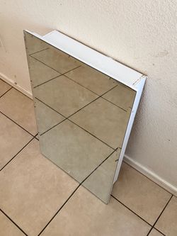 MCS Industries White Wood Recessed Medicine Cabinet with Mirror Door (LxWxH: 23.75” x 13.75” x 3.5”)