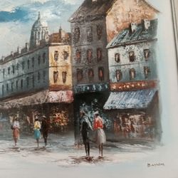 B. Burnett Signed Paris Street Scene Oil Painting