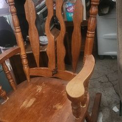 Antique Oak Vintage Rocking Chair For Nursing 