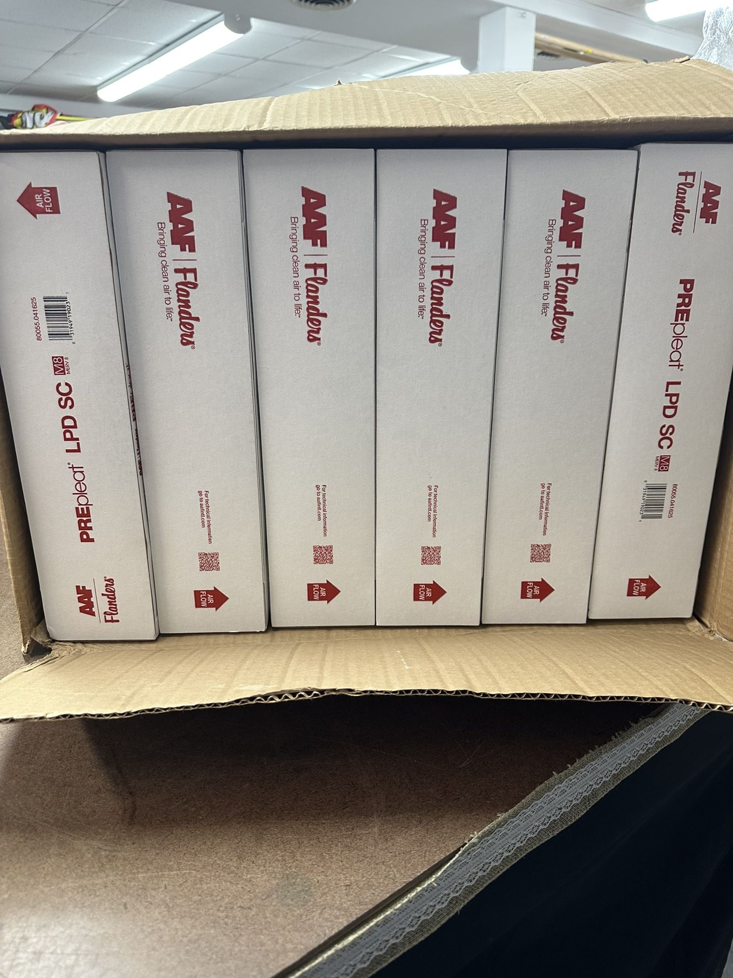Case pack of 6AAF Flanders air filters size 16 x 25 x 4“ new inbox