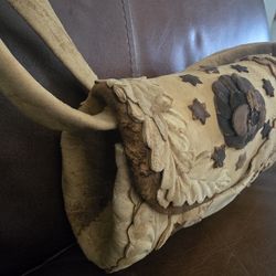 Vintage Amadou Mushroom Leather Purse: Folk Art Floral Purse