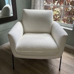 White Fabric Accent Chair 