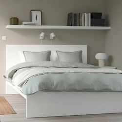White Queen Bedframe Ikea Malsam