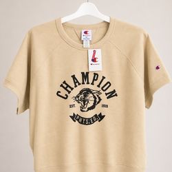 Champion Tan Crewneck Sweatshirt with Black Graphic Size 3XL